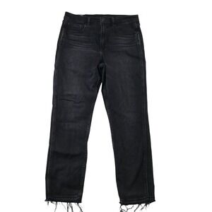 Gap Vintage Slim High Rise Jeans 31 12L Washed Black Raw Hem Frayed Denim